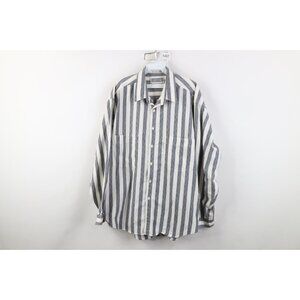 Vintage 80s Levis Silver Label Big E Mens XL Striped Big Pocket Button Shirt